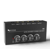 Fifine n5 four-channel line mixer with individual volume controls